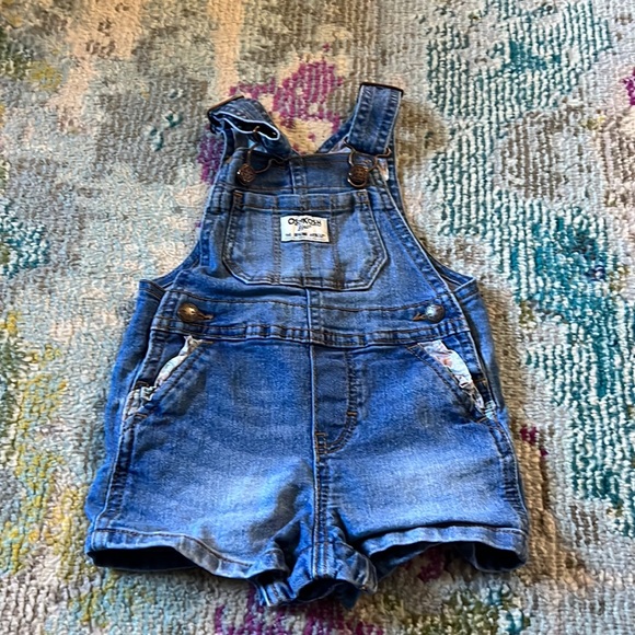 Oshkosh Denim Floral Shortall Overalls - Picture 1 of 8